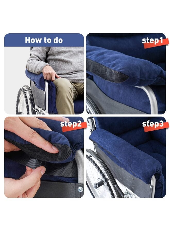 وسادة كرسي متحرك، لتخفيف الألم، مع غطاء لمسند الذراع. تدعم عظم العصعص والظهر، مانعة للانزلاق (أزرق) - Image 4